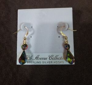 Multicolor Teardrop Dangle Earrings with Sterling Silver Hooks
